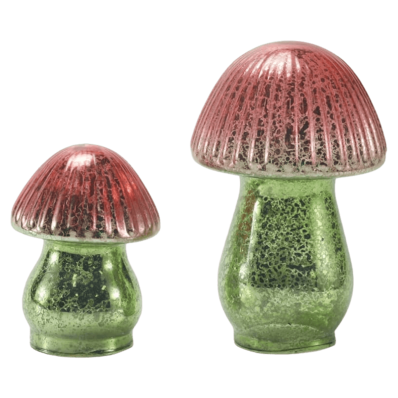Красно-зеленый градиентный ребристый ртутный стеклянный грибной орнамент ручной работы со светодиодной отделкой